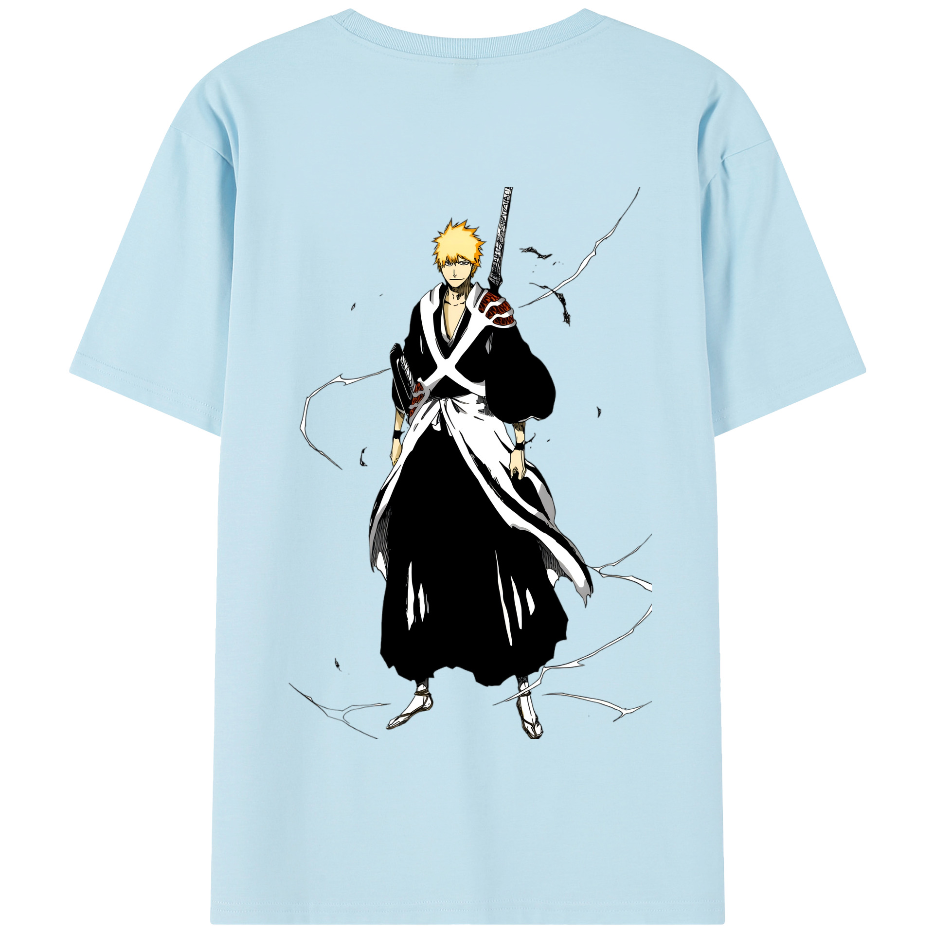 （画像用） ブリーチ 黒崎一護（くろさき いちご）BLEACH Kurosaki Ichigo 綿100％半袖Tシャツ（背面プリント）